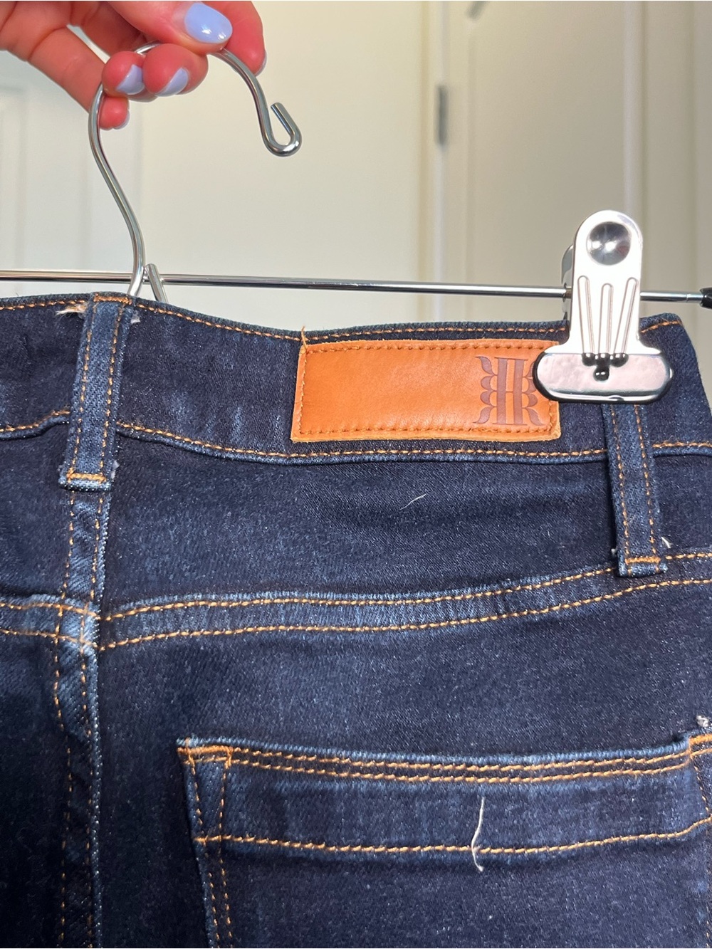 Reiss Dark Navy High-Rise Flare Jeans bell bottom - Picture 4 of 11
